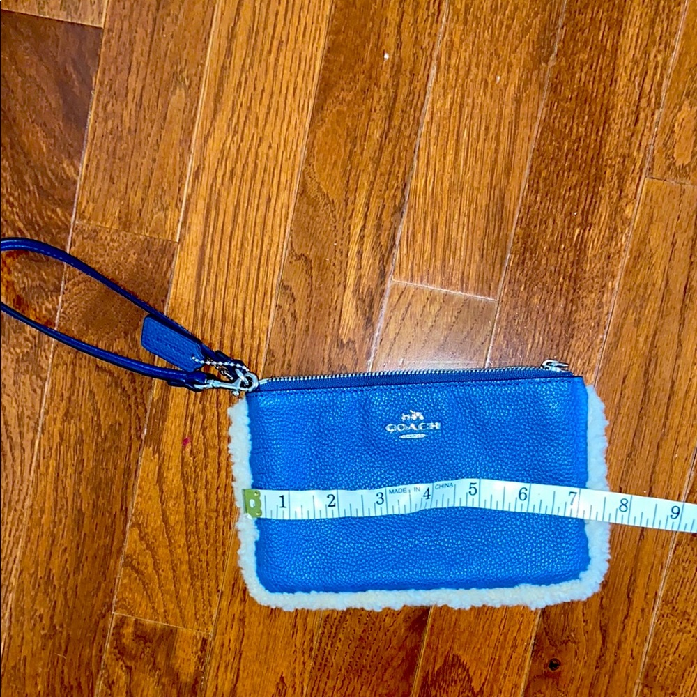 Coach Blue Wristlet with White trim EUC Free Shipping!